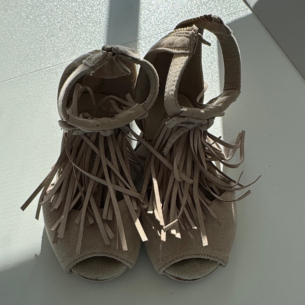 Joyfolie Tan Kids Sandals with Fringe